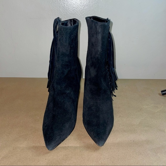 BEBE BLACK SUEDE FRINGE BOOTS SIZE 8 ! - Picture 2 of 7